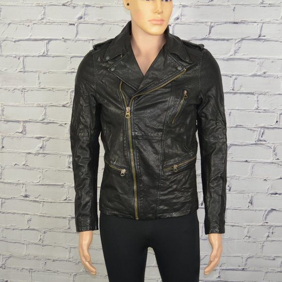 Mens Scotch and Soda Leather Biker Jacket Motorcycle cafe racer size small
